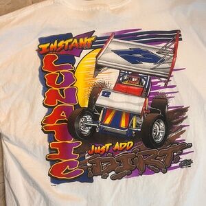 Vintage 90’s Midget Car Tshirt 2XL “Instant Lunatics Just Add Dirt” Mens White